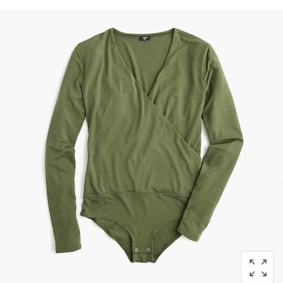 J. Crew Tops - J. Crew | 365 Olive Green Faux Wrap Bodysuit